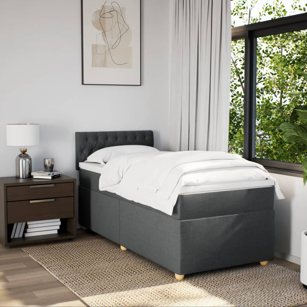 Giroletto a Molle con Materasso Grigio Scuro 90x190 cm Tessuto