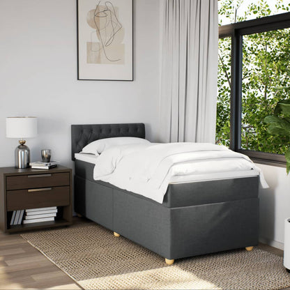 Giroletto a Molle con Materasso Grigio Scuro 90x190 cm Tessuto