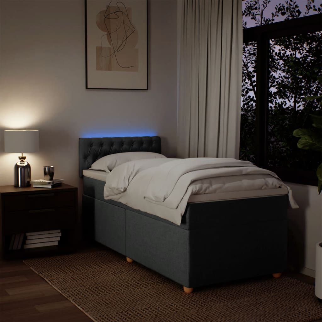 Giroletto a Molle con Materasso Grigio Scuro 90x190 cm Tessuto - homemem39