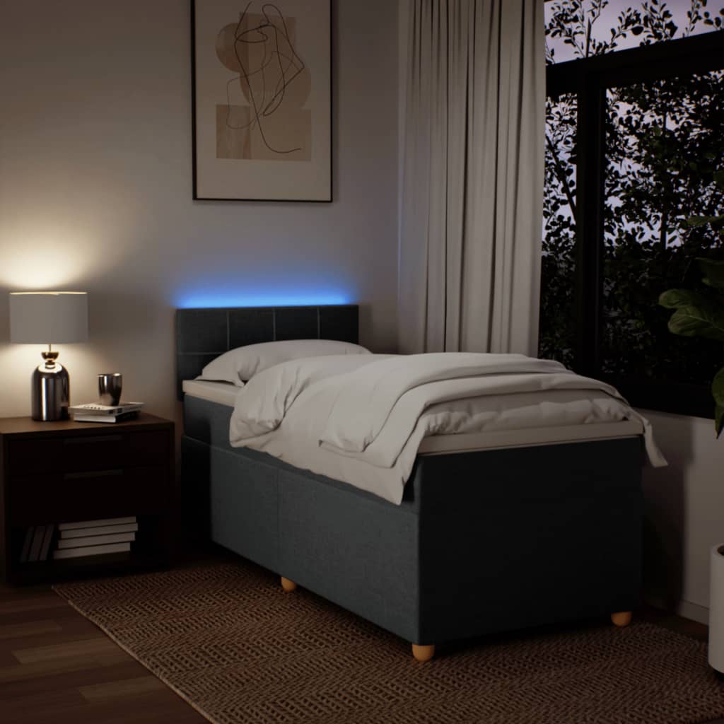 Giroletto a Molle con Materasso Grigio Scuro 90x200 cm Tessuto - homemem39