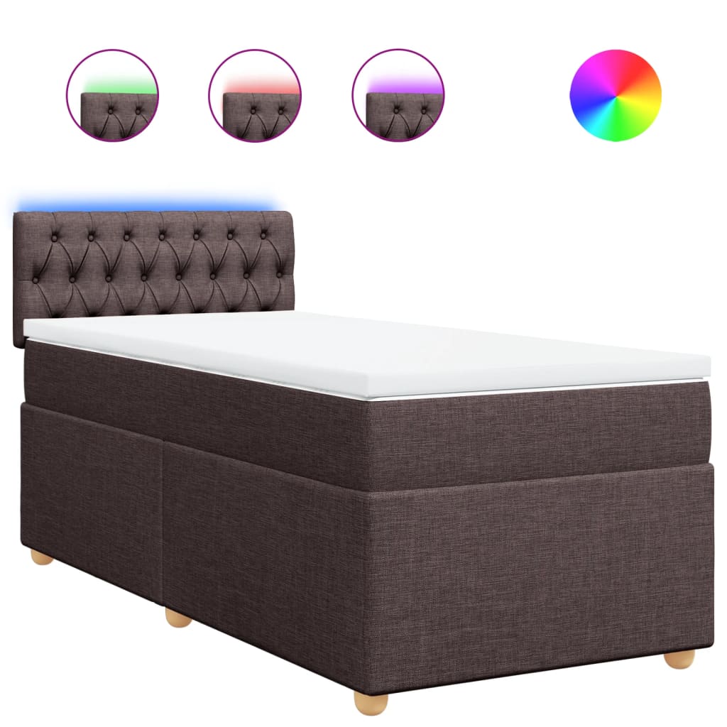 Giroletto a Molle con Materasso Marrone Scuro 90x200 cm Tessuto | homemem39
