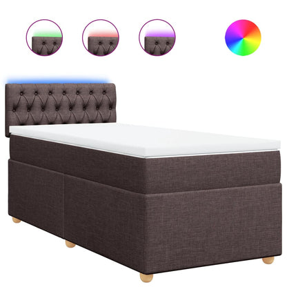 Giroletto a Molle con Materasso Marrone Scuro 90x200 cm Tessuto | homemem39