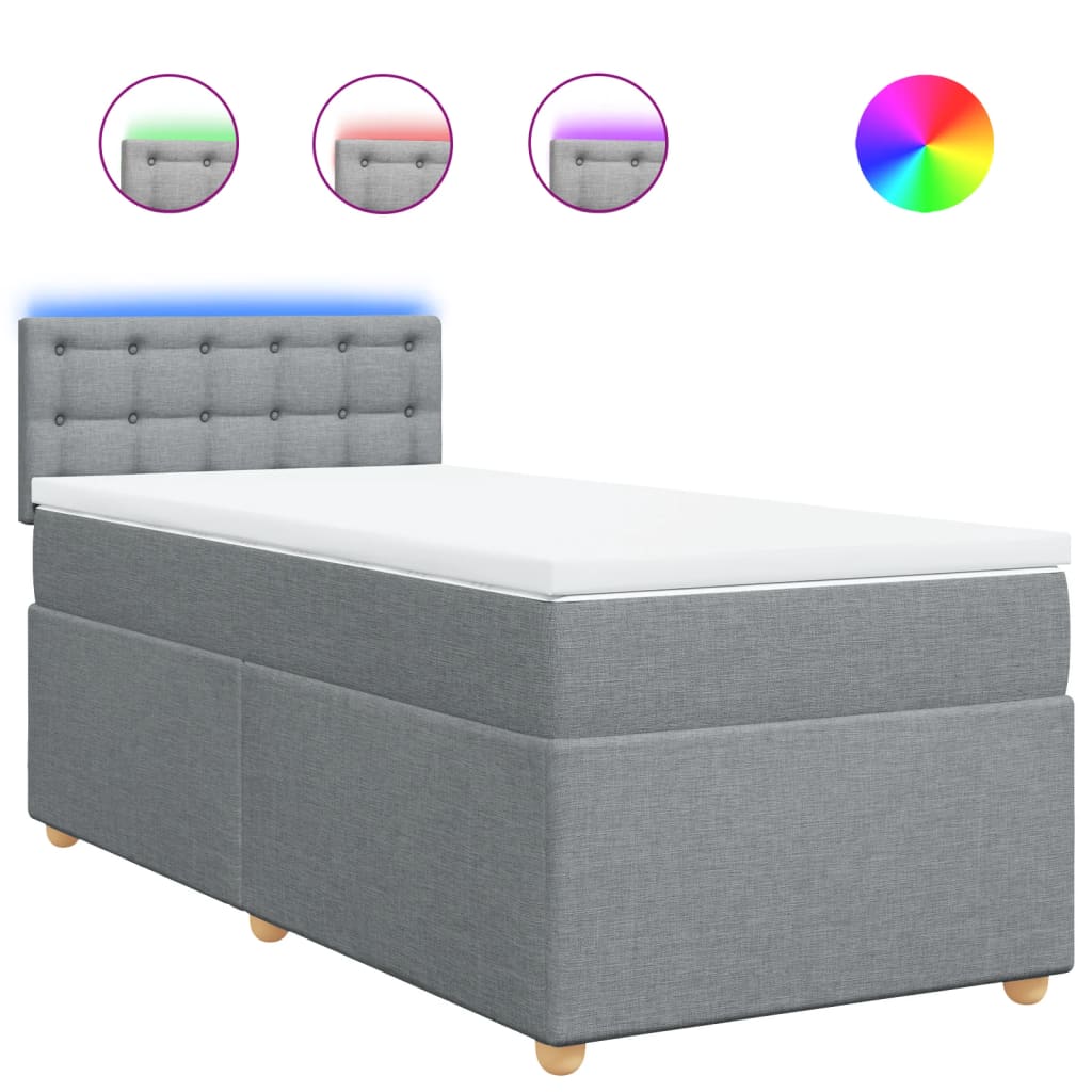 Giroletto a Molle con Materasso Grigio Chiaro 90x200 cm Tessuto - homemem39