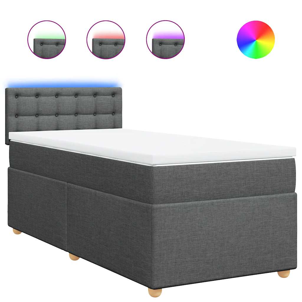 Giroletto a Molle con Materasso Grigio Scuro 90x200 cm Tessuto