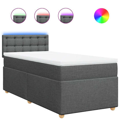 Giroletto a Molle con Materasso Grigio Scuro 90x200 cm Tessuto
