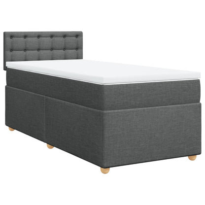 Giroletto a Molle con Materasso Grigio Scuro 90x200 cm Tessuto
