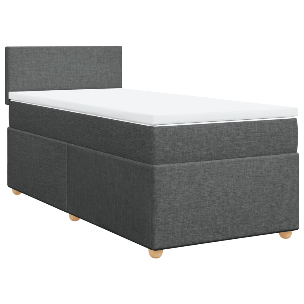 Giroletto a Molle con Materasso Grigio Scuro 100x200 cm Tessuto