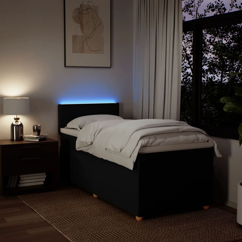 Giroletto a Molle con Materasso Nero 100x200 cm in Tessuto - homemem39