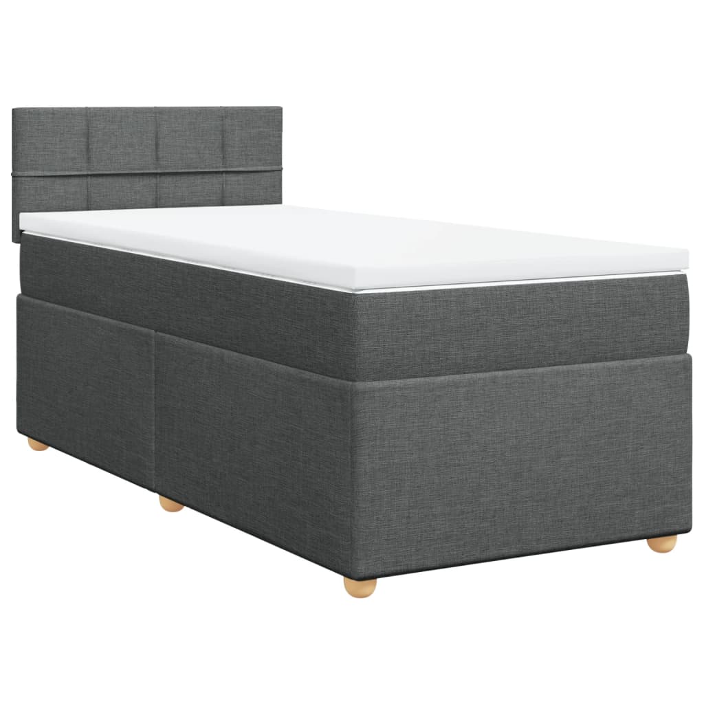 Giroletto a Molle con Materasso Grigio Scuro 100x200 cm Tessuto