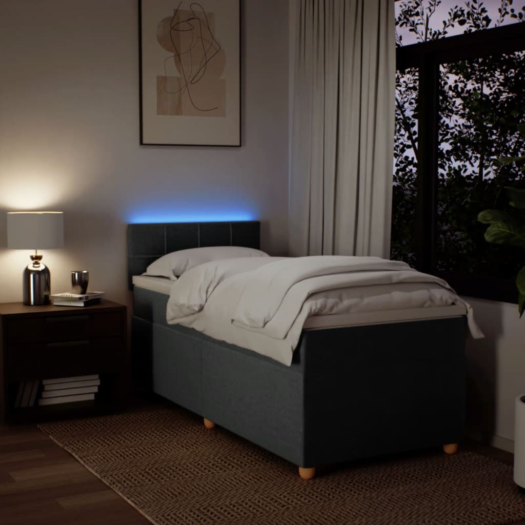 Giroletto a Molle con Materasso Grigio Scuro 100x200 cm Tessuto - homemem39