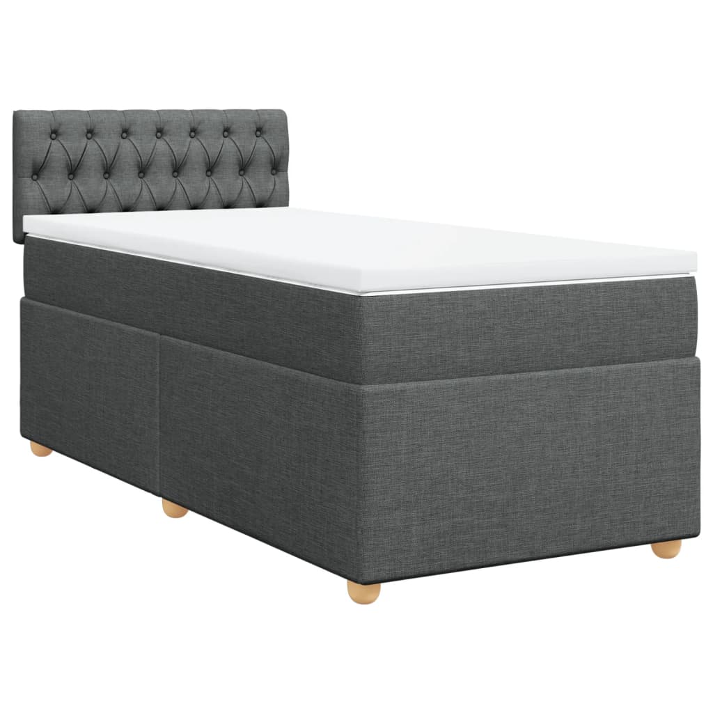 Giroletto a Molle con Materasso Grigio Scuro 100x200 cm Tessuto
