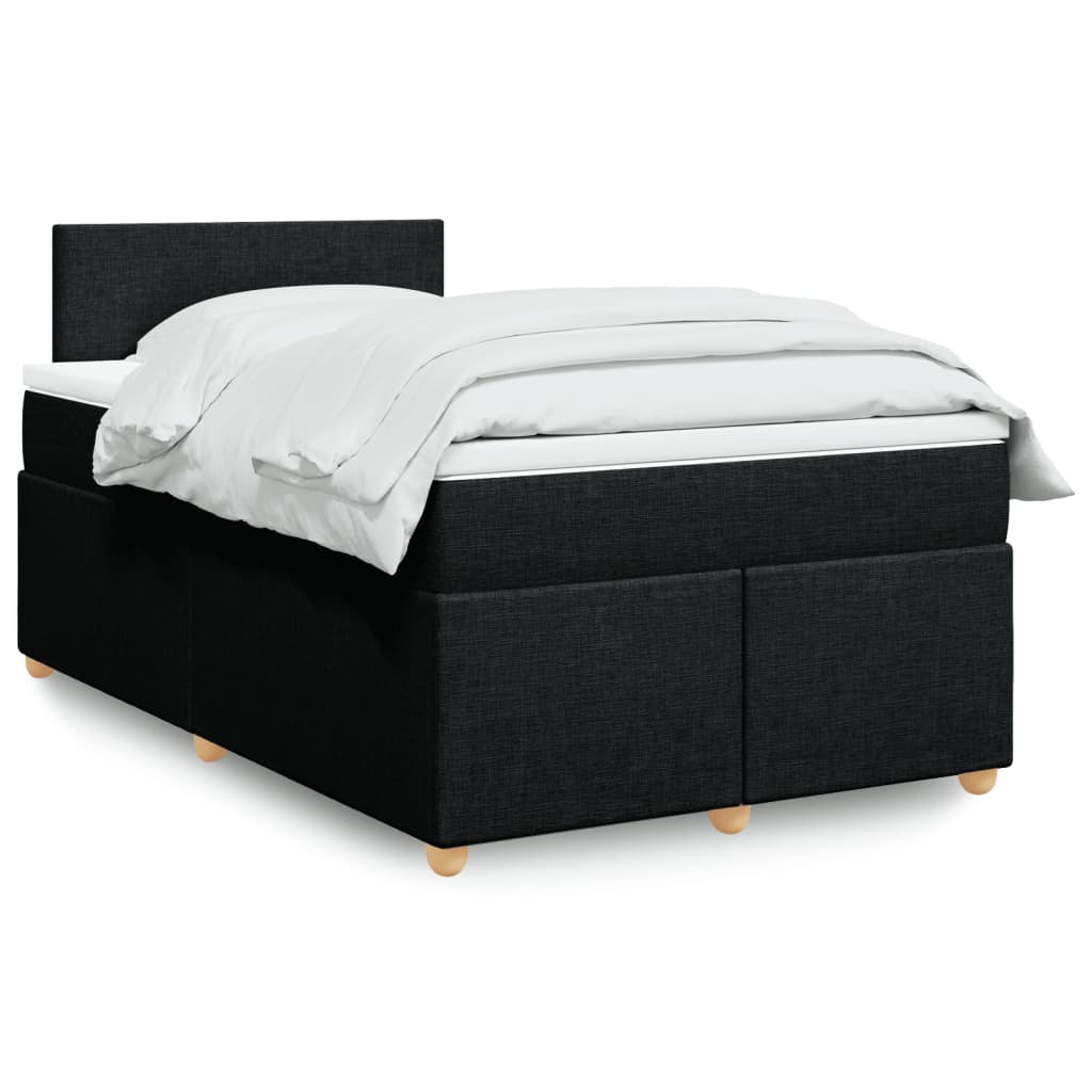 Giroletto a Molle con Materasso Nero 120x190 cm in Tessuto
