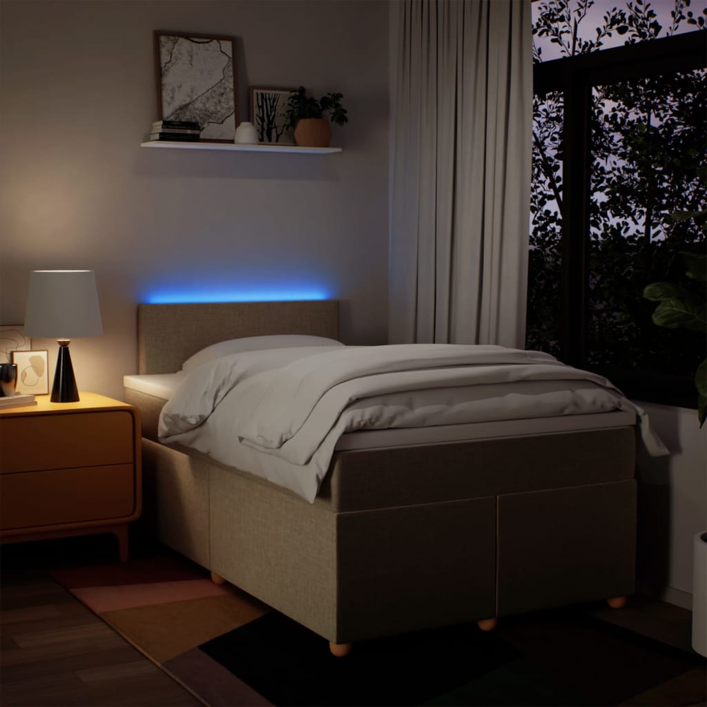 Giroletto a Molle con Materasso Crema 120x190 cm in Tessuto