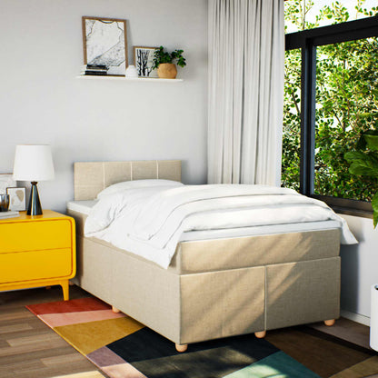 Giroletto a Molle con Materasso Crema 120x190 cm in Tessuto | homemem39