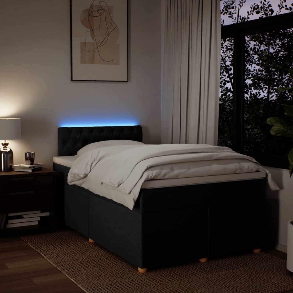 Giroletto a Molle con Materasso Nero 120x190 cm in Tessuto - homemem39