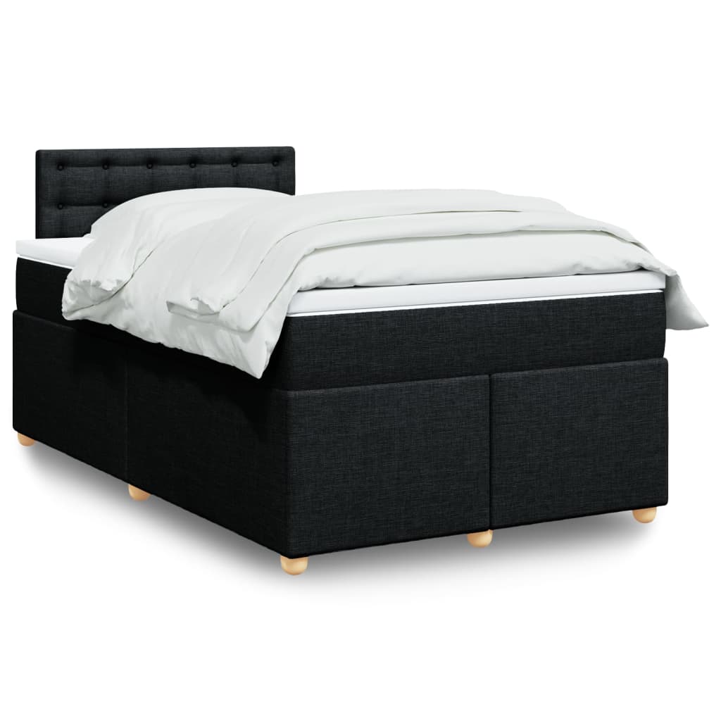 Giroletto a Molle con Materasso Nero 120x190 cm in Tessuto
