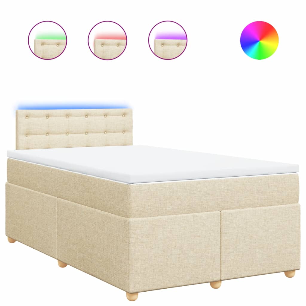 Giroletto a Molle con Materasso Crema 120x190 cm in Tessuto