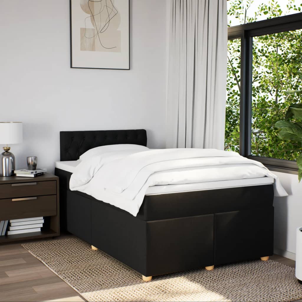 Giroletto a Molle con Materasso Nero 120x200 cm in Tessuto | homemem39