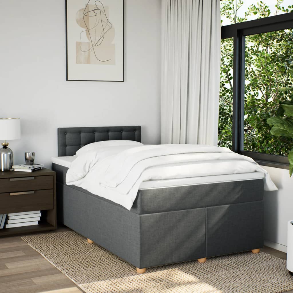 Giroletto a Molle con Materasso Grigio Scuro 120x200 cm Tessuto