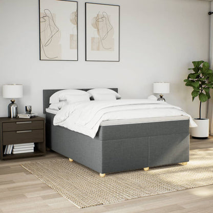 Giroletto a Molle con Materasso Grigio Scuro 140x190 cm Tessuto