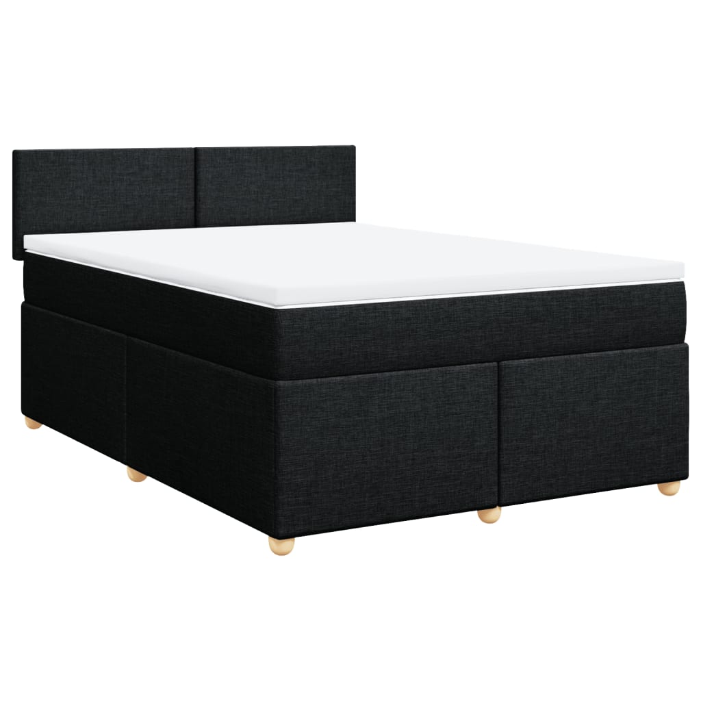 Giroletto a Molle con Materasso Nero 140x190 cm in Tessuto