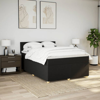 Giroletto a Molle con Materasso Nero 140x190 cm in Tessuto