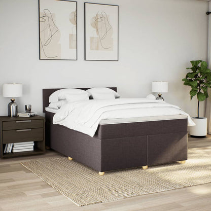 Giroletto a Molle con Materasso Marrone Scuro 140x190cm Tessuto
