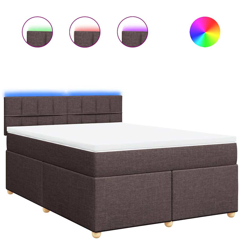 Giroletto a Molle con Materasso Marrone Scuro 140x190cm Tessuto | homemem39