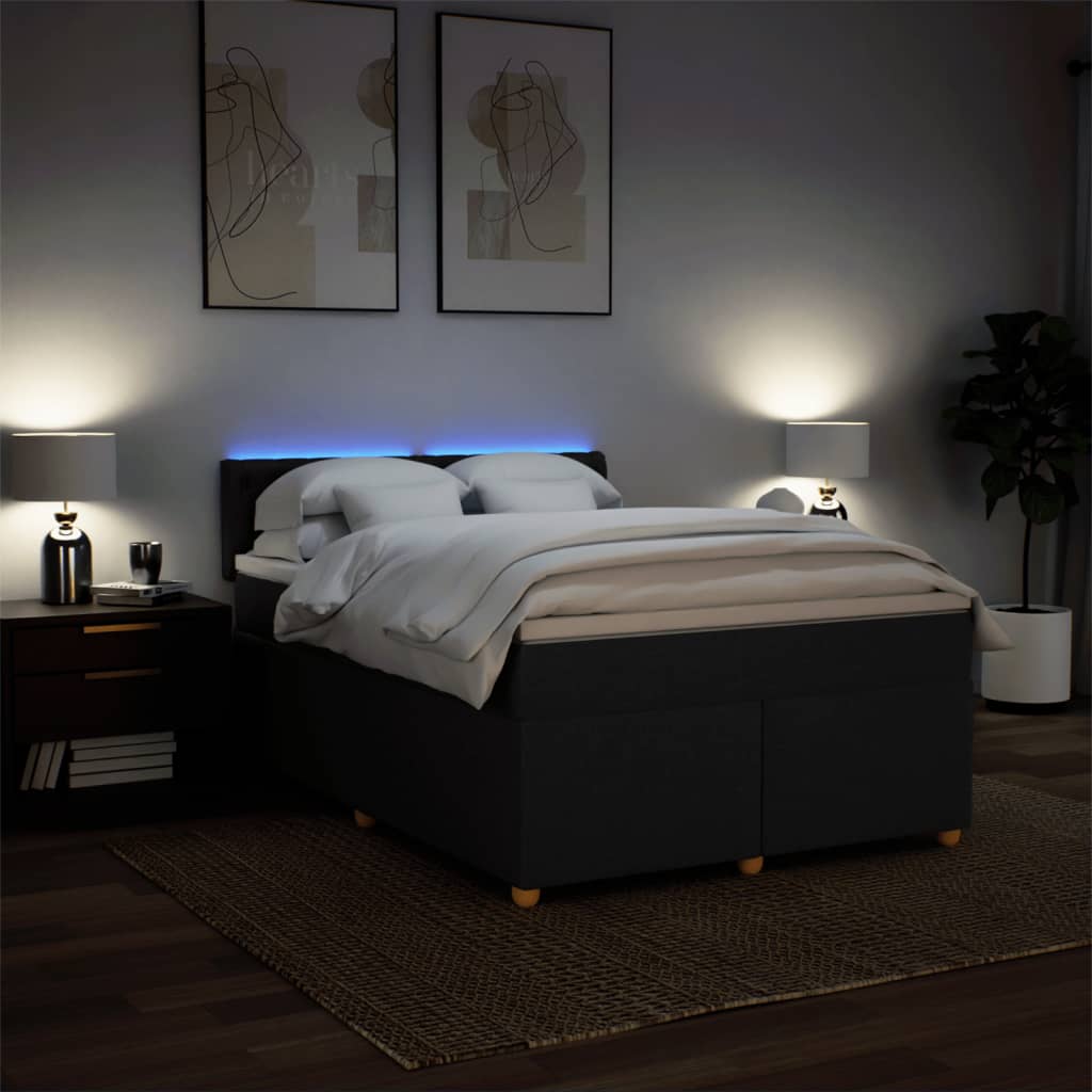 Giroletto a Molle con Materasso Nero 140x190 cm in Tessuto | homemem39