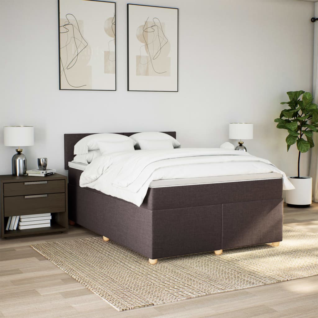 Giroletto a Molle con Materasso Marrone Scuro 140x200cm Tessuto