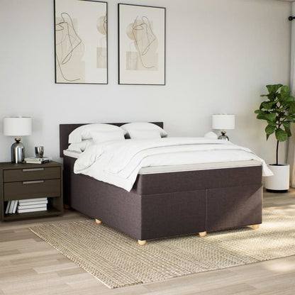 Giroletto a Molle con Materasso Marrone Scuro 140x200cm Tessuto