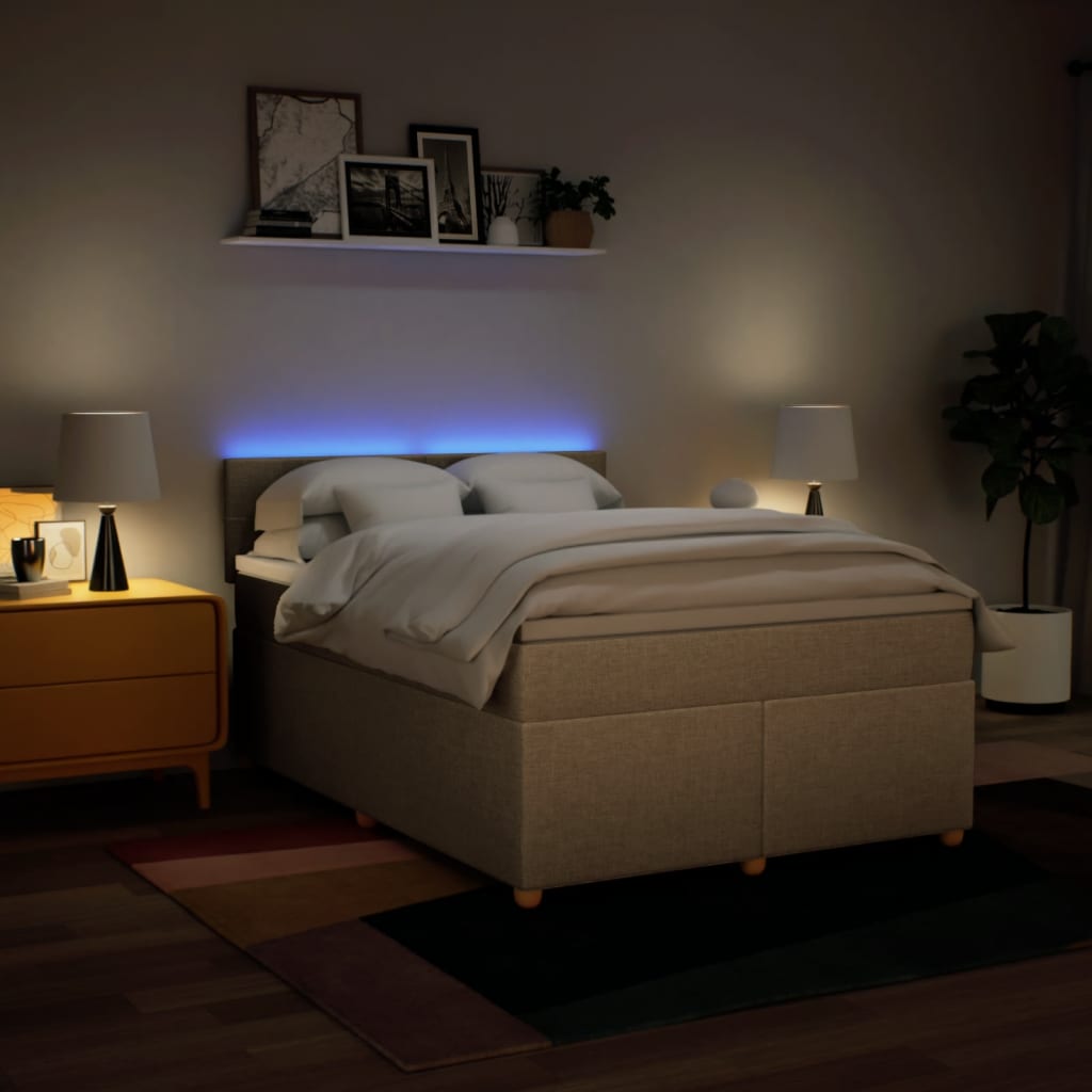 Giroletto a Molle con Materasso Crema 140x200 cm in Tessuto - homemem39