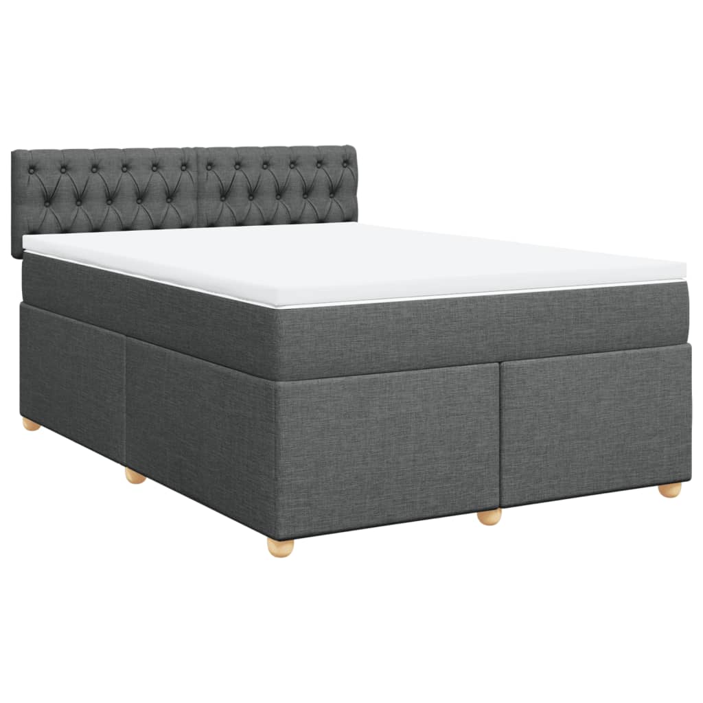 Giroletto a Molle con Materasso Grigio Scuro 140x200cm Tessuto