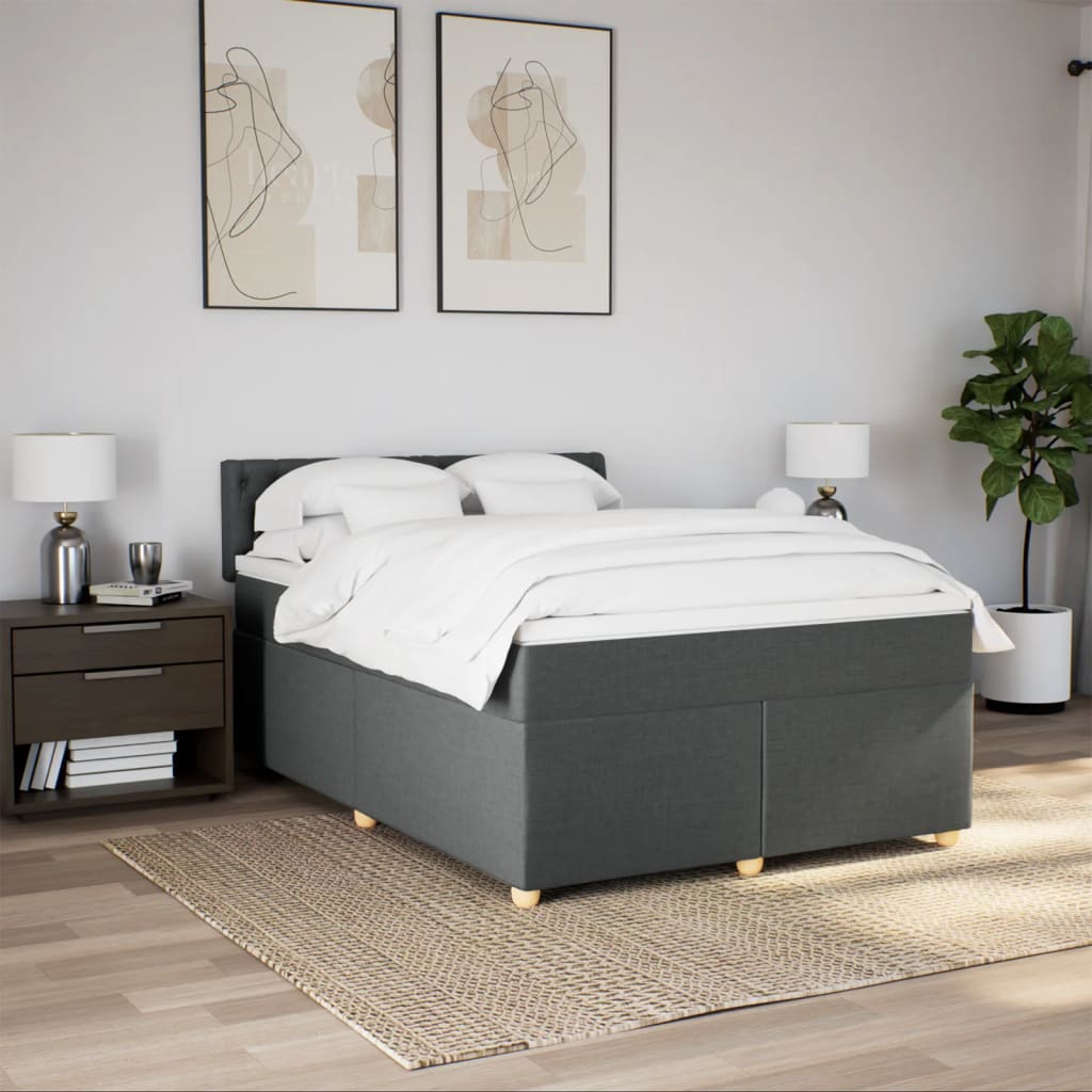 Giroletto a Molle con Materasso Grigio Scuro 140x200cm Tessuto