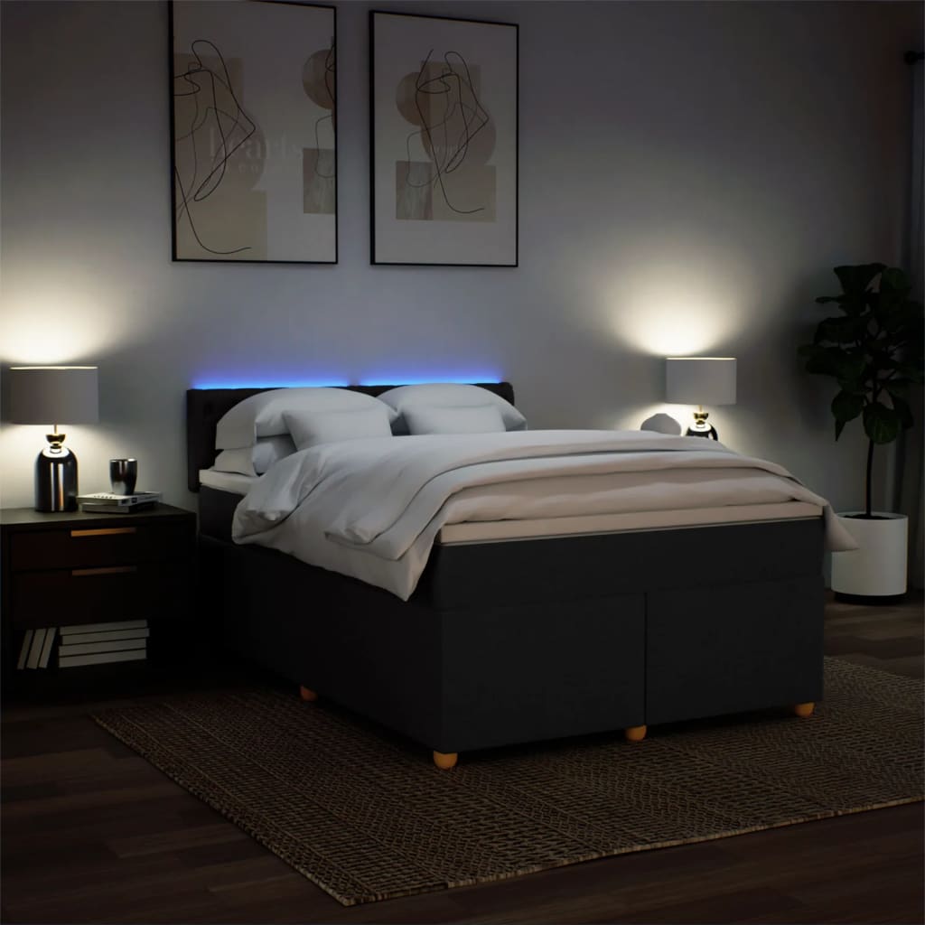 Giroletto a Molle con Materasso Nero 140x200 cm in Tessuto | homemem39