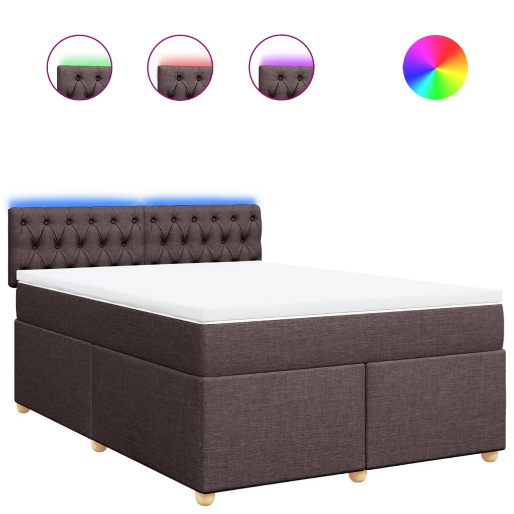 Giroletto a Molle con Materasso Marrone Scuro 140x200cm Tessuto | homemem39