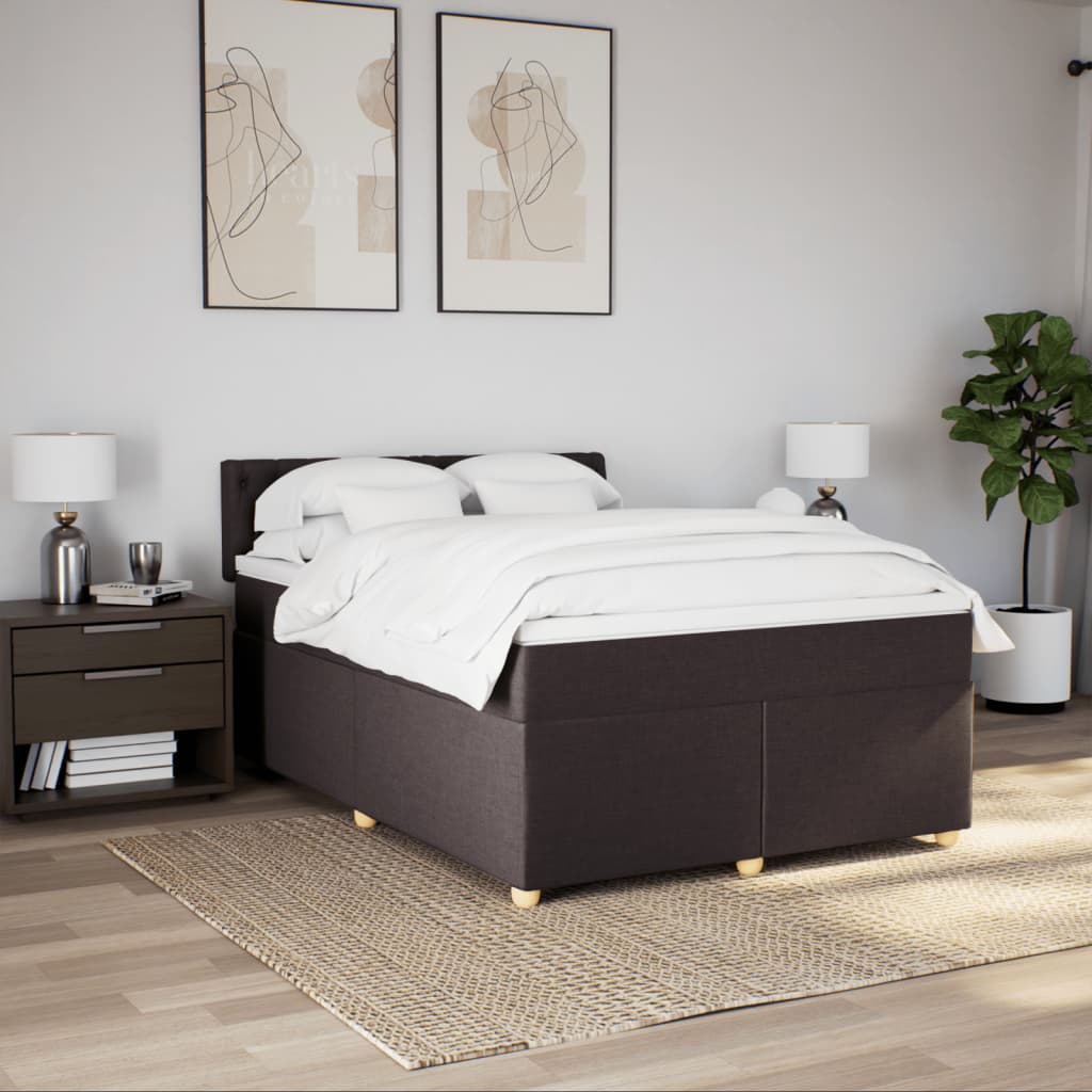 Giroletto a Molle con Materasso Marrone Scuro 140x200cm Tessuto