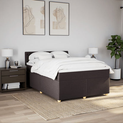 Giroletto a Molle con Materasso Marrone Scuro 140x200cm Tessuto
