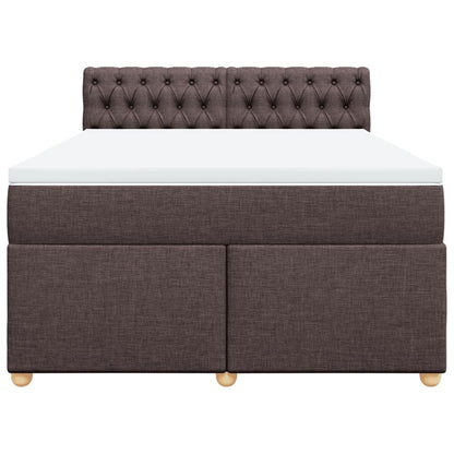 Giroletto a Molle con Materasso Marrone Scuro 140x200cm Tessuto