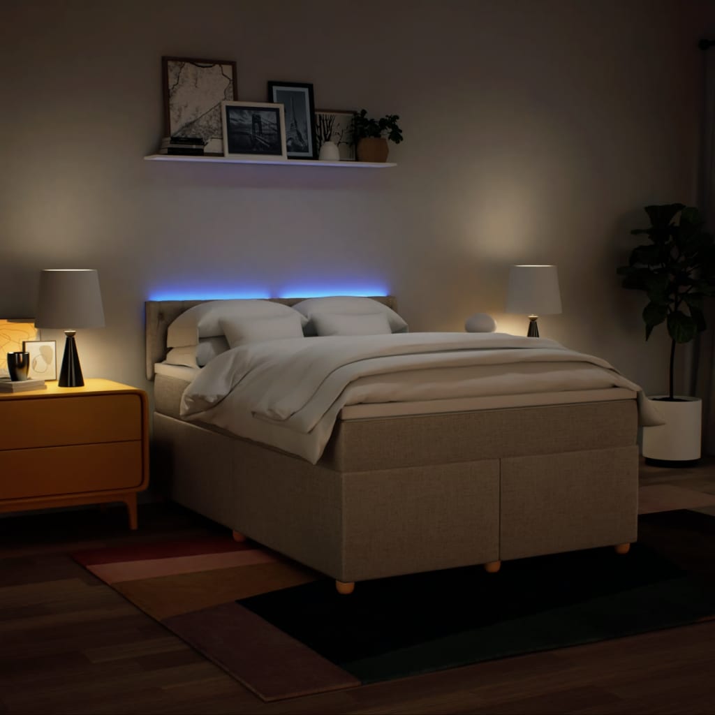 Giroletto a Molle con Materasso Crema 140x200 cm in Tessuto - homemem39