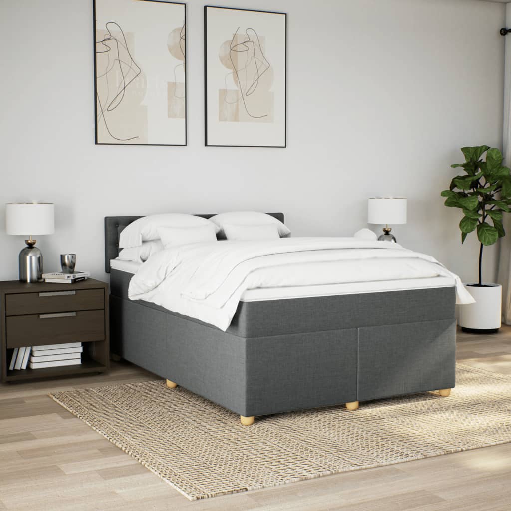 Giroletto a Molle con Materasso Grigio Scuro 140x200cm Tessuto