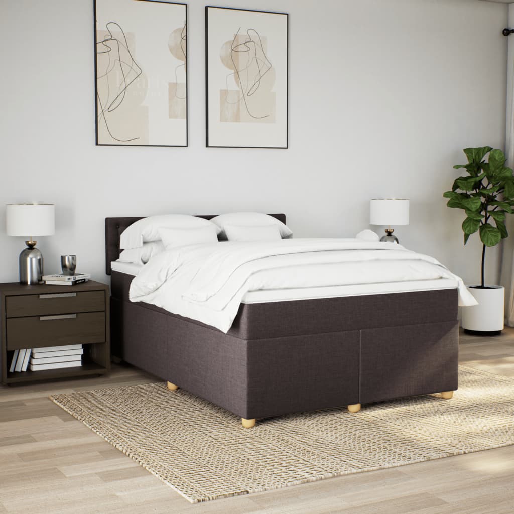 Giroletto a Molle con Materasso Marrone Scuro 140x200cm Tessuto