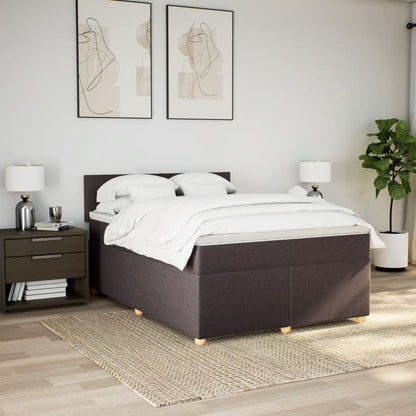 Giroletto a Molle con Materasso Marrone Scuro 160x200cm Tessuto