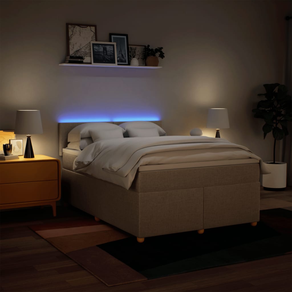 Giroletto a Molle con Materasso Crema 160x200 cm in Tessuto - homemem39