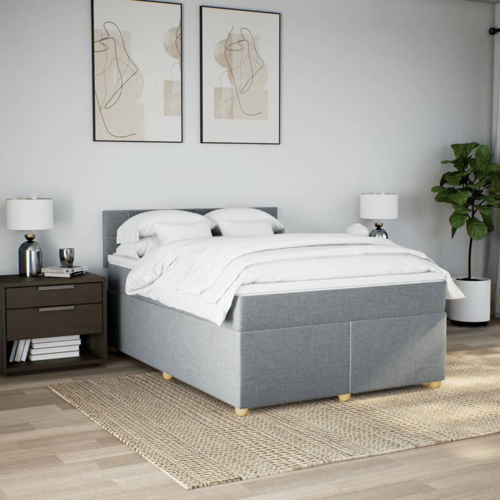 Giroletto a Molle con Materasso Grigio Chiaro 160x200cm Tessuto
