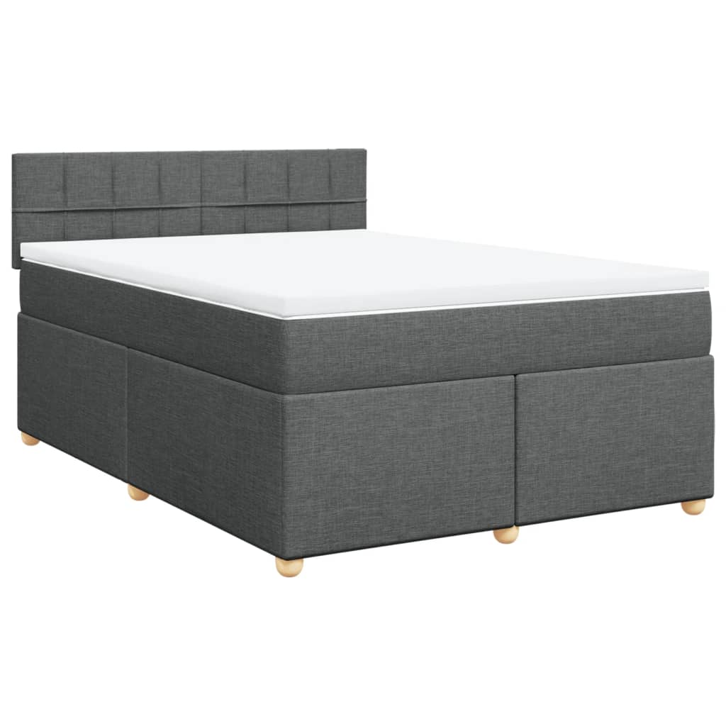 Giroletto a Molle con Materasso Grigio Scuro 160x200 cm Tessuto