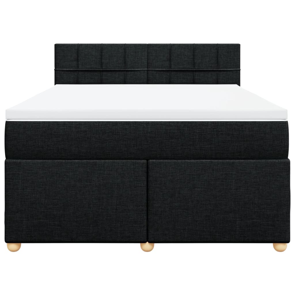 Giroletto a Molle con Materasso Nero 160x200 cm in Tessuto