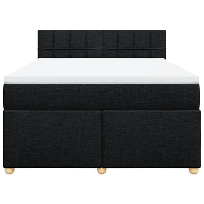 Giroletto a Molle con Materasso Nero 160x200 cm in Tessuto