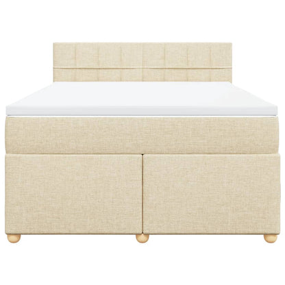 Giroletto a Molle con Materasso Crema 160x200 cm in Tessuto - homemem39