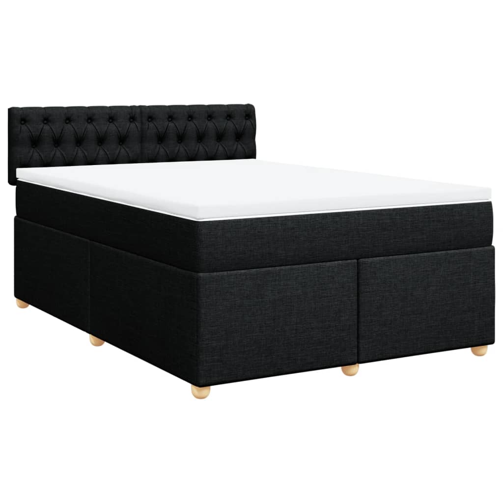 Giroletto a Molle con Materasso Nero 160x200 cm in Tessuto